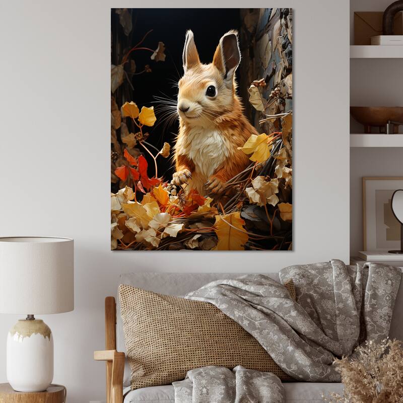 Designart "Brown Squirrel Squirrels Sanctuary An" Animals Squirrel Wall